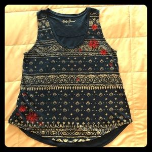 Navy Lucky Brand Tank w Red embroidery L